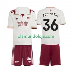 Camisola Arsenal Martin Zubimendi 36 Criança Equipamento Terceiro 2025-2026 Manga Curta
